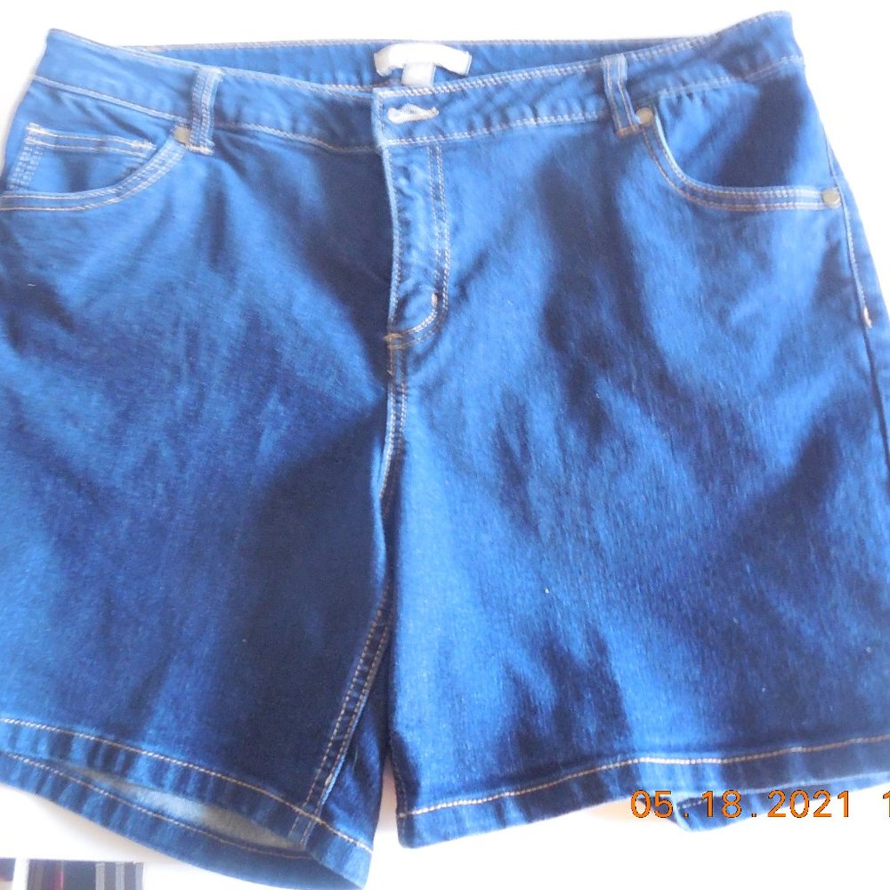 Woman Within size 16W Dark Blue Denim Shorts
